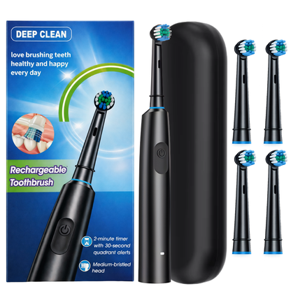 Elektrická zubná kefka Deep Clean čierna + 4 hlavice